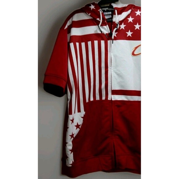 Cleveland Cavaliers Zipway XL Red White Stars Stripes Hoodie Y2K Vintage NBA - Picture 2 of 9